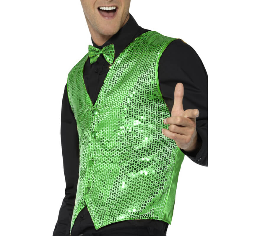 Translation missing: it.Chaleco Verde con Lentejuelas para hombre