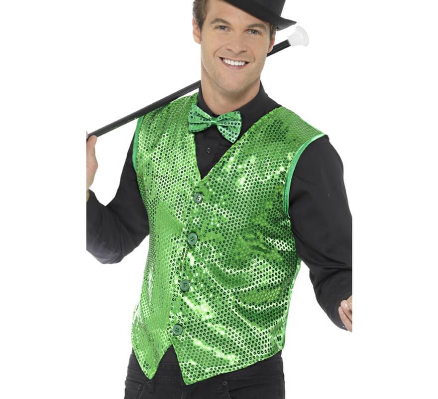 Translation missing: it.Chaleco Verde con Lentejuelas para hombre