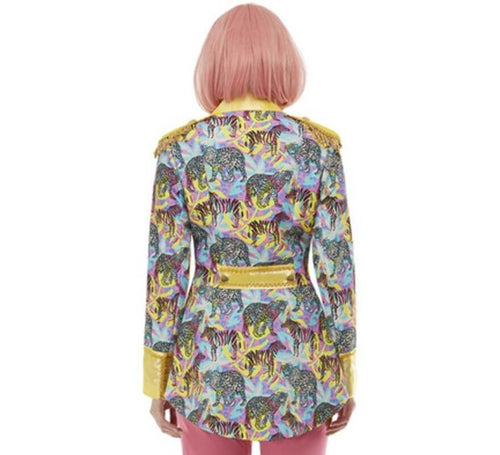Chaqueta Años 70 Amarilla y Azul con detalles dorados para mujer