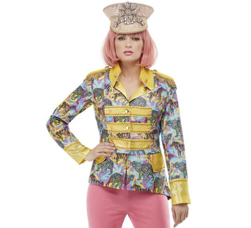 Translation missing: es.Chaqueta Años 70 Amarilla y Azul con detalles dorados para mujer