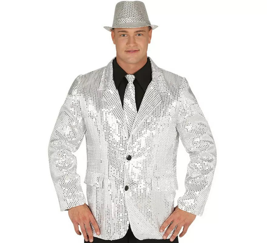 Translation missing: it.Chaqueta de Lentejuelas Plateada para hombre