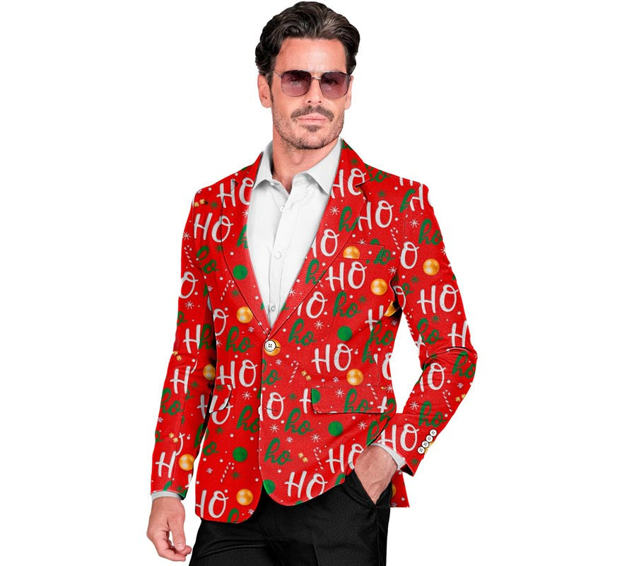 Chaqueta Feliz Navidad ho ho rojo para hombre