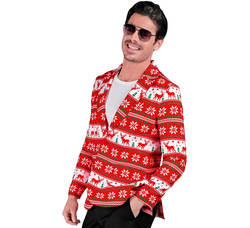 Translation missing: es.Chaqueta Feliz Navidad rojo y blanco para hombre