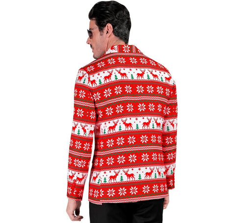 Chaqueta Feliz Navidad rojo y blanco para hombre