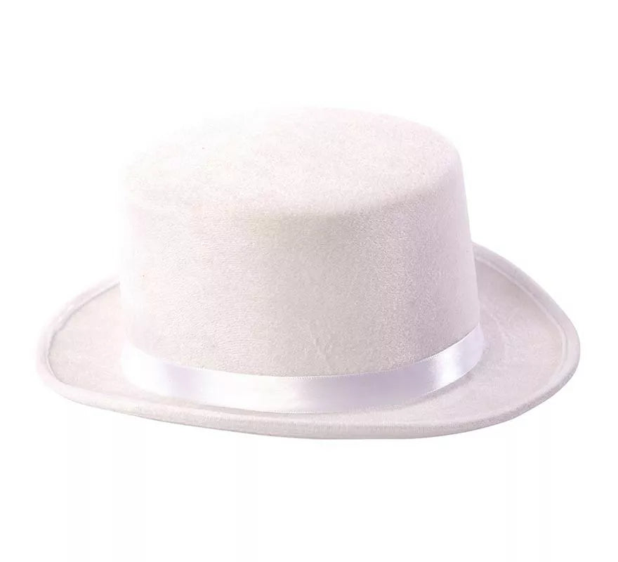 Translation missing: es.Chistera elegante blanca adulto de 31x26x12 cm