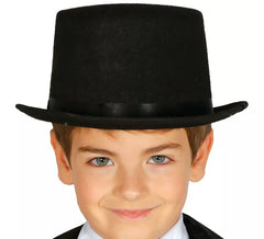 Cappello a cilindro in feltro nero per bambini