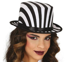Cappello a cilindro a righe bianche e nere