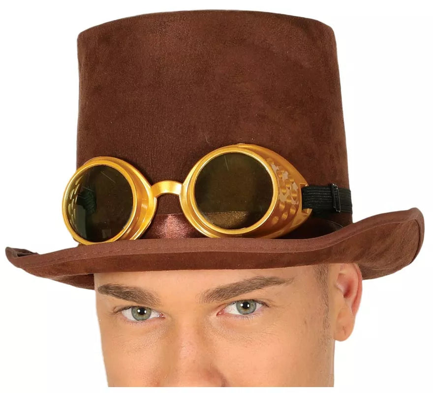 Translation missing: it.Chistera Steampunk Marrón con Gafas
