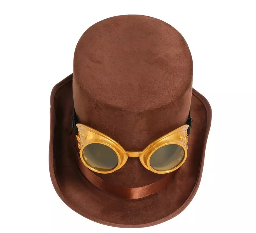 Translation missing: es.Chistera Steampunk Marrón con Gafas