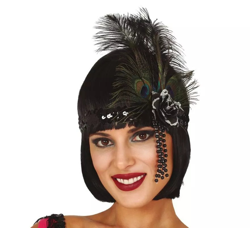 Translation missing: it.Cinta de Lentejuelas Negra con Plumas