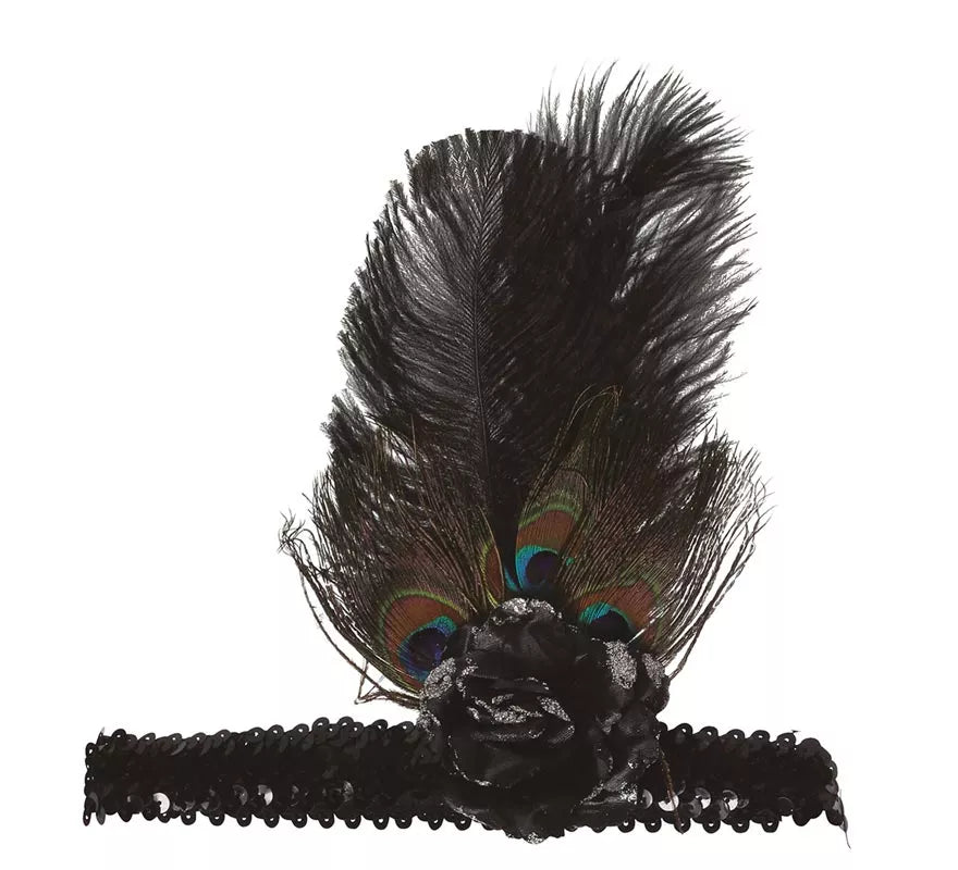 Translation missing: it.Cinta de Lentejuelas Negra con Plumas