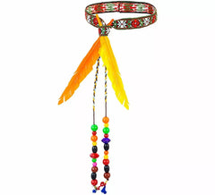 Cerchietto hippie con perle e piume
