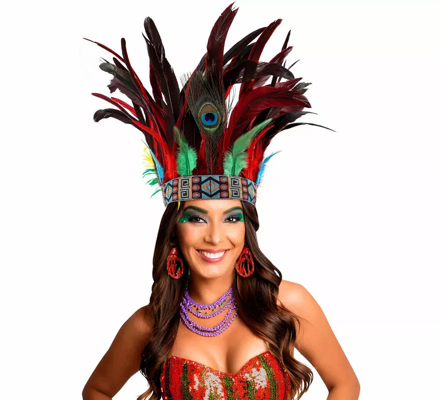 Cinta Tribal de Plumas Pavo Real