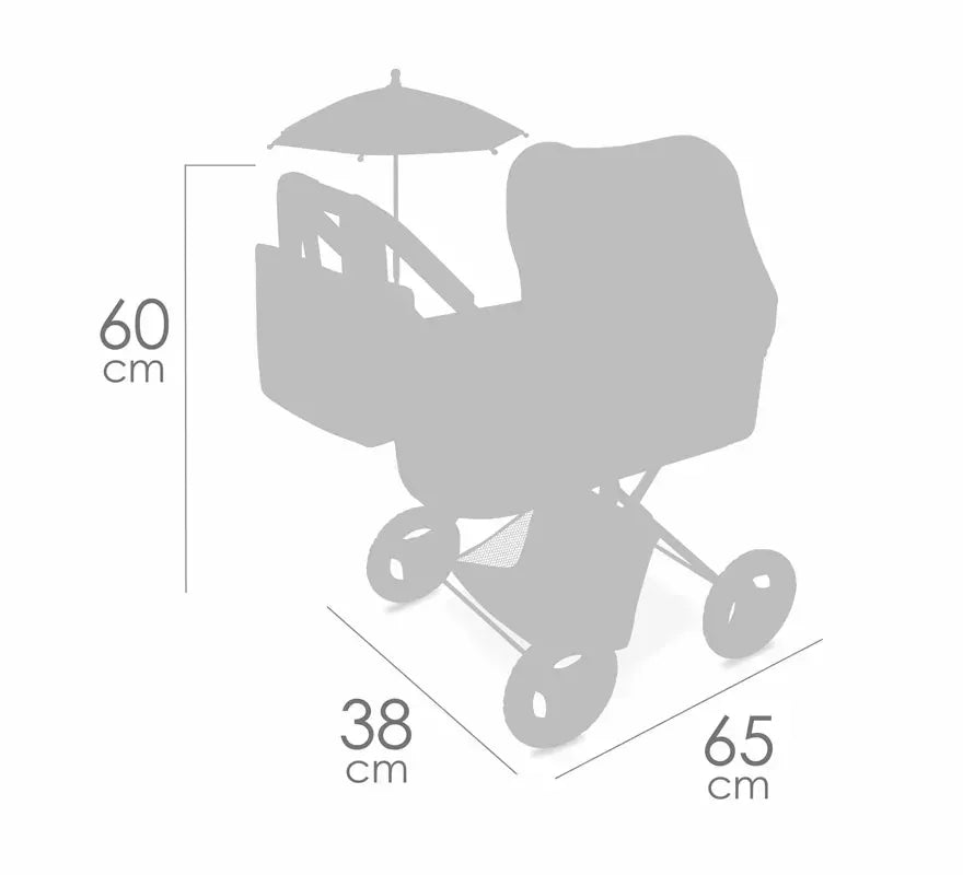 Coche de Muñecas de hasta 48 cm Plegable con Sombrilla y Bolso