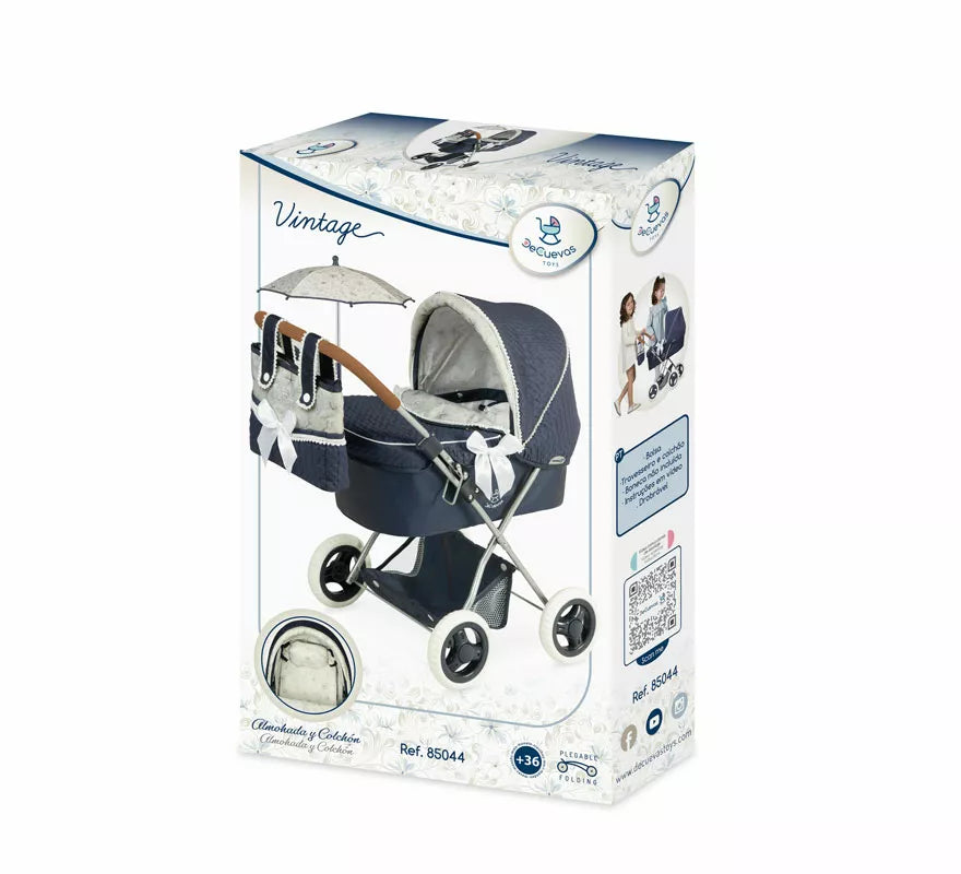 Coche de Muñecas de hasta 48 cm Plegable con Sombrilla y Bolso