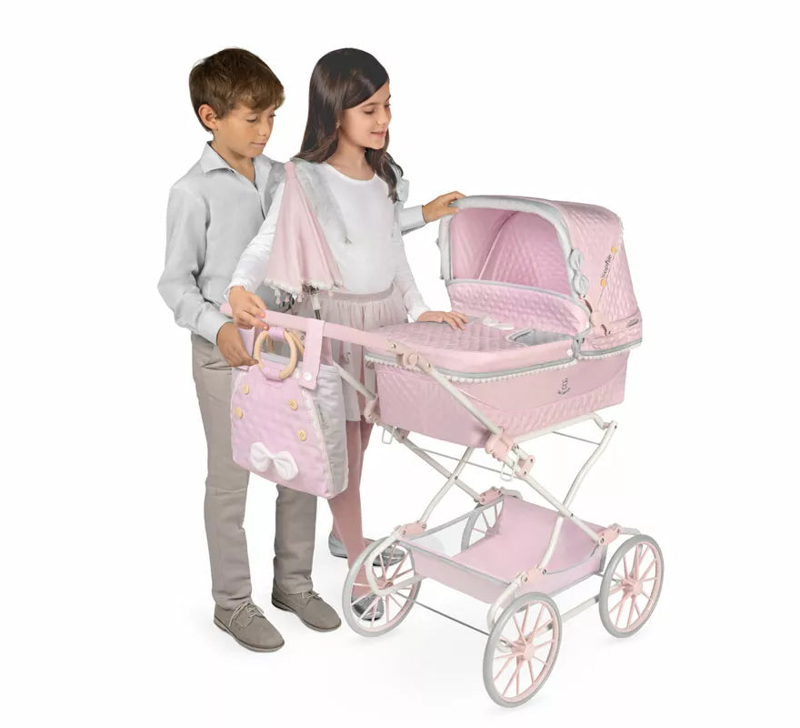 Coche Reborn de hasta 55 cm Plegable con Sombrilla y Bolso