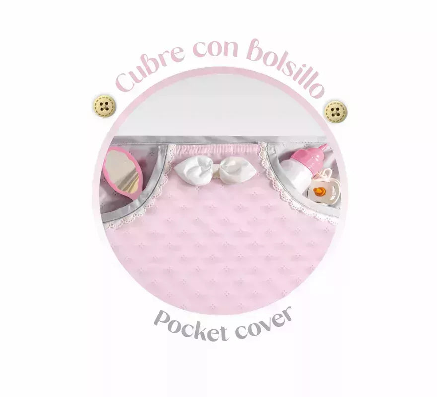 Coche Reborn de hasta 55 cm Plegable con Sombrilla y Bolso