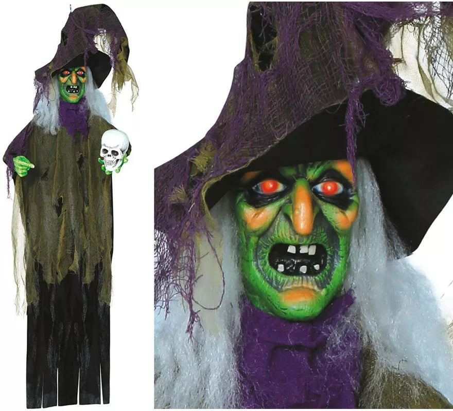 Translation missing: it.Colgante de Bruja con Calavera con Luz, Sonido y Movimiento 180 cm