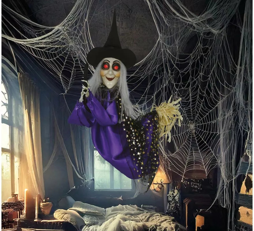 Colgante de Bruja con Luz de Sonido y Movimiento de 75 cm