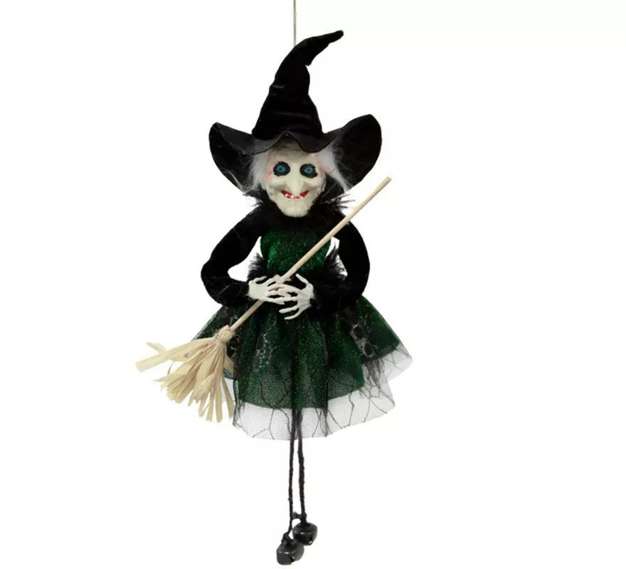 Translation missing: it.Colgante de Bruja verde con escoba de 45 cm