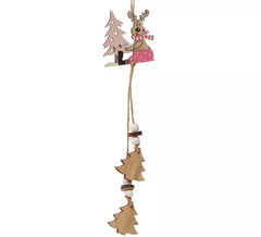 Renna da appendere con alberi in legno di 26 cm