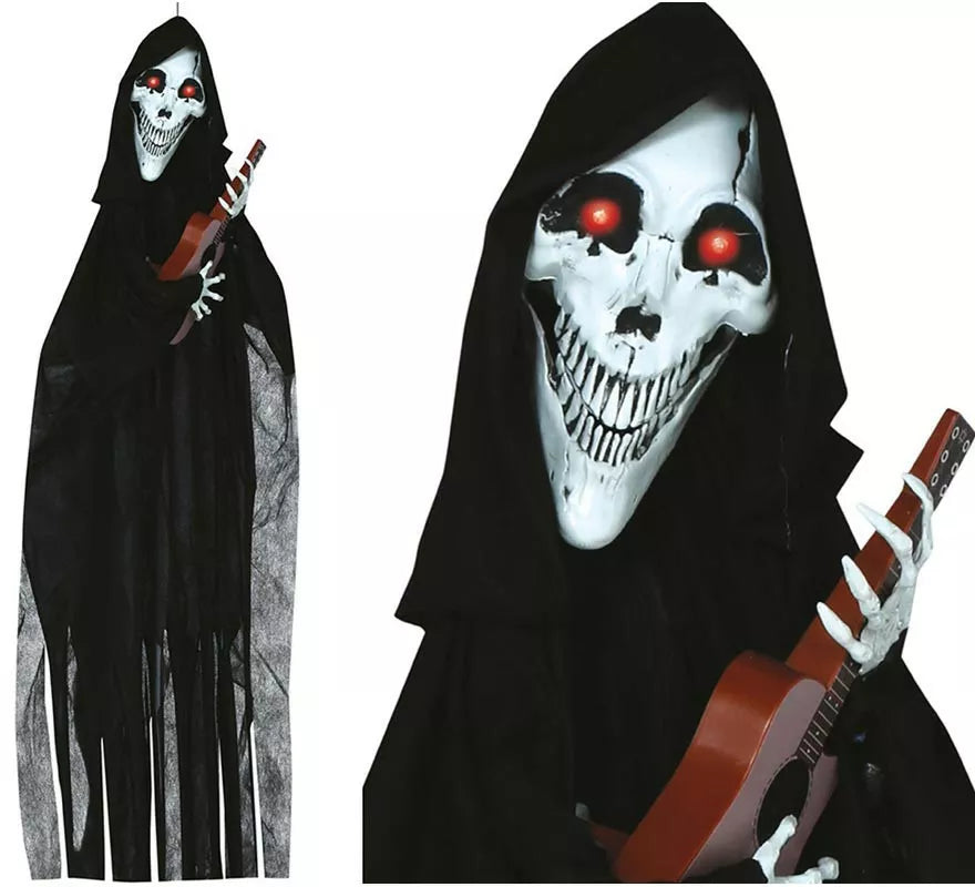 Translation missing: it.Colgante Esqueleto con Guitarra con Luz, Sonido y Movimiento 120 cm