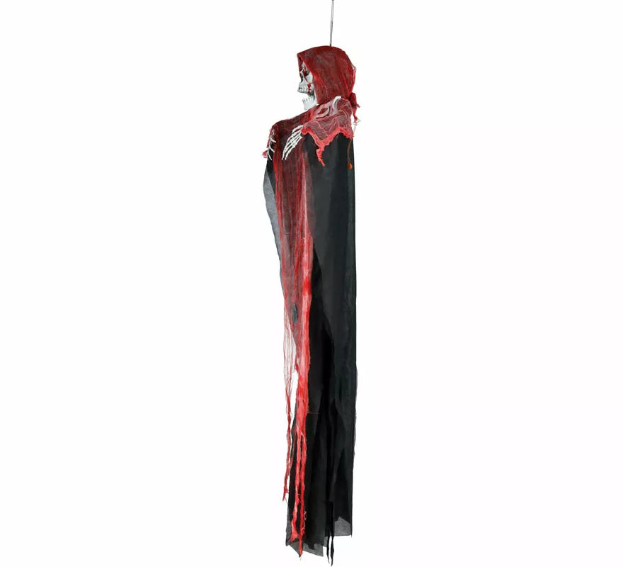Colgante Esqueleto rojo con Luz, Sonido y Movimiento de 175 cm