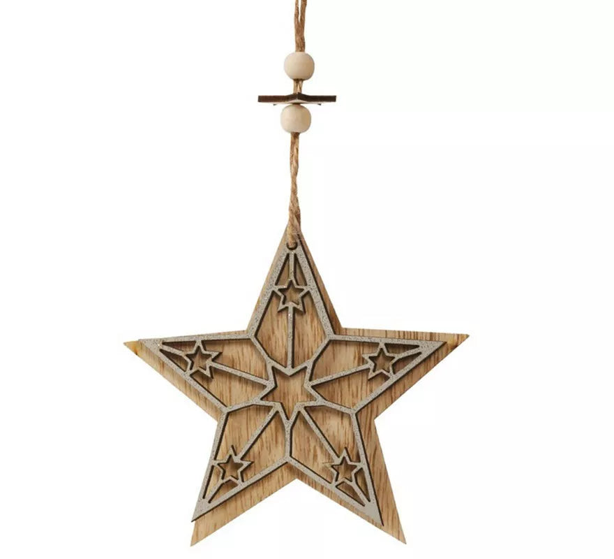 Translation missing: es.Colgante Estrella de Madera de 12 cms