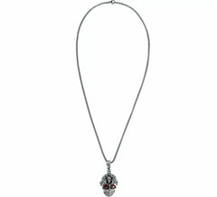 Collana Testa Di Teschio Occhi Rossi In Metallo, 5,5 cm
