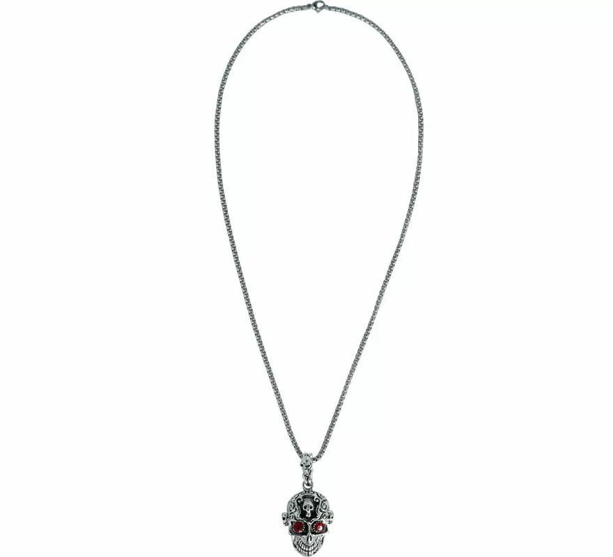 Translation missing: it.Collar Cabeza Calavera Ojos rojos Metal, 5,5 cm