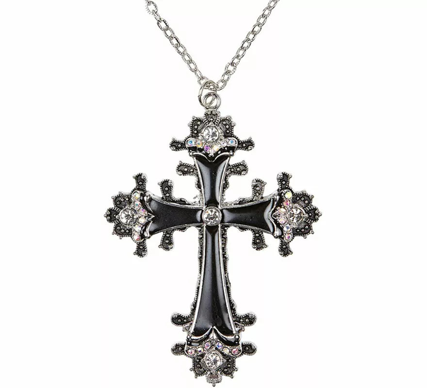 Translation missing: it.Collar con Colgante de Cruz negra con Strass