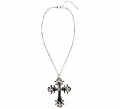 Collana con ciondolo a croce nera con strass