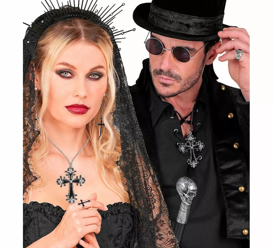 Translation missing: it.Collar con Colgante de Cruz negra con Strass