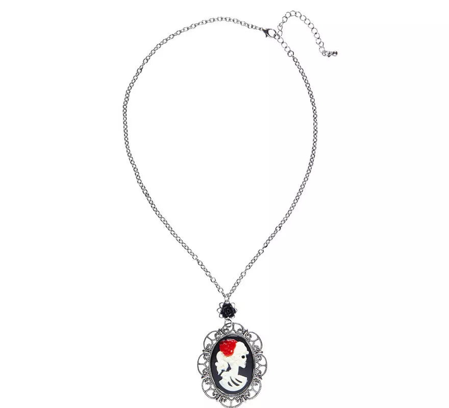 Translation missing: it.Collar con Medallón de Calavera y Rosa Negra