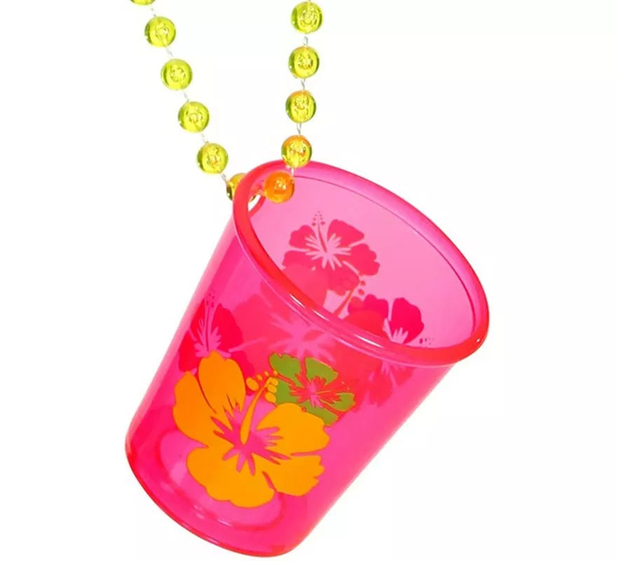 Translation missing: es.Collar con Vaso de Chupito Shot rosa neón y flores