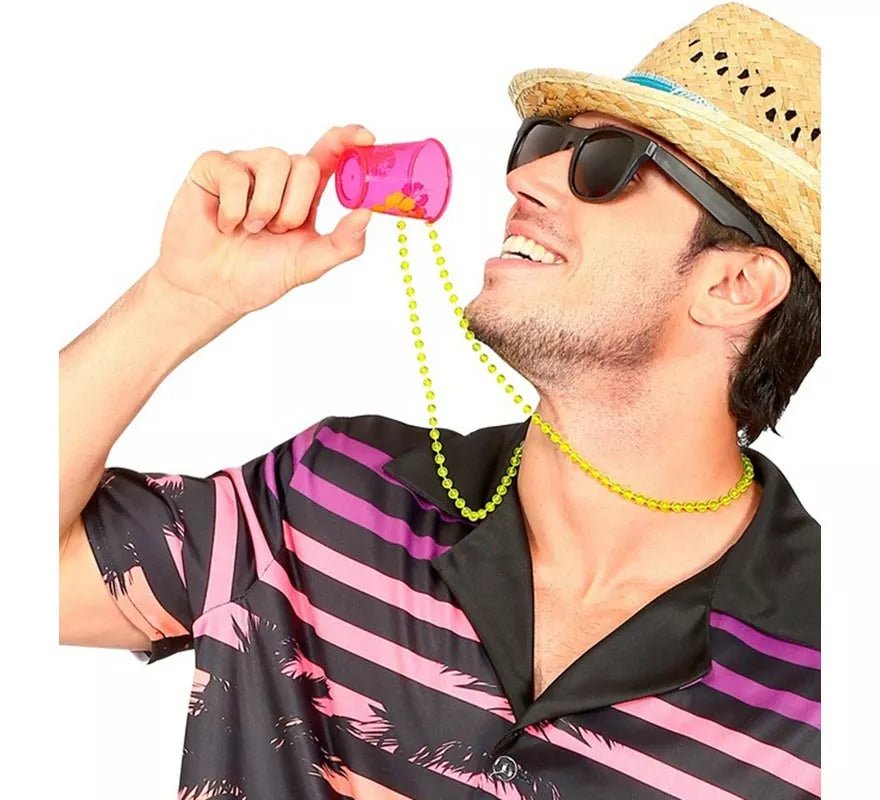 Translation missing: it.Collar con Vaso de Chupito Shot rosa neón y flores