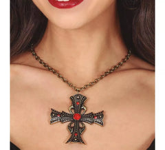 Collana Croce con Rubino 6 cm