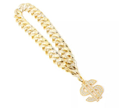 Collana a catena con simbolo del dollaro con diamanti