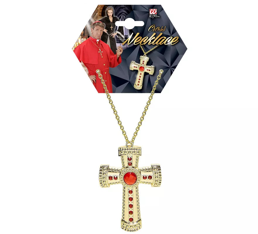 Translation missing: es.Collar de Cruz Dorada con Bisutería incrustada