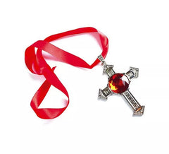 Collana croce gotica con pietra