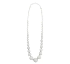 Collana flamenco con perle grigie e bianche di 25 cm