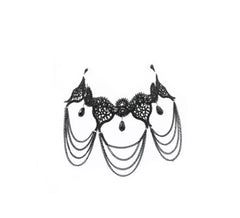 Collana gotica nera con pietre e pizzo