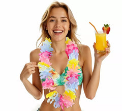 Collana con fiori hawaiani multicolori da 90 cm