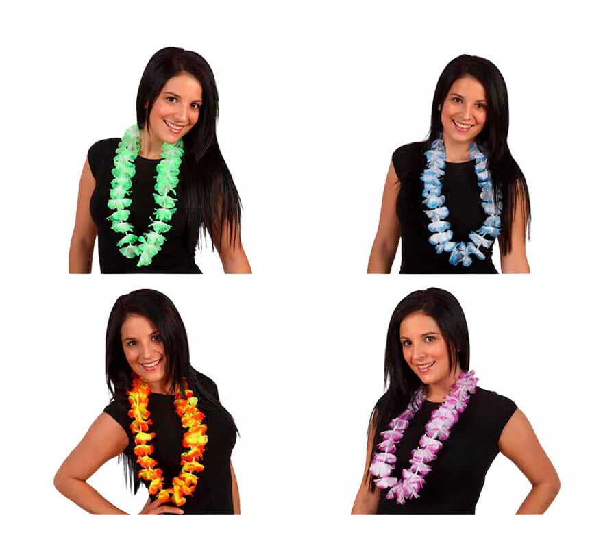 Translation missing: it.Collar Hawaiano flores de tela bicolor 4 surtidos