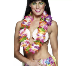 Collana hawaiana multicolore con fiori grandi