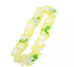 Collana Hawaii gialla e bianca 55 cm