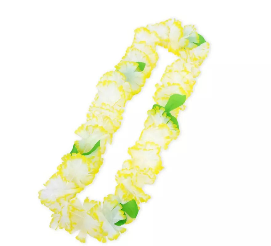 Translation missing: it.Collar Hawaii amarillo y blanco de 55 cm
