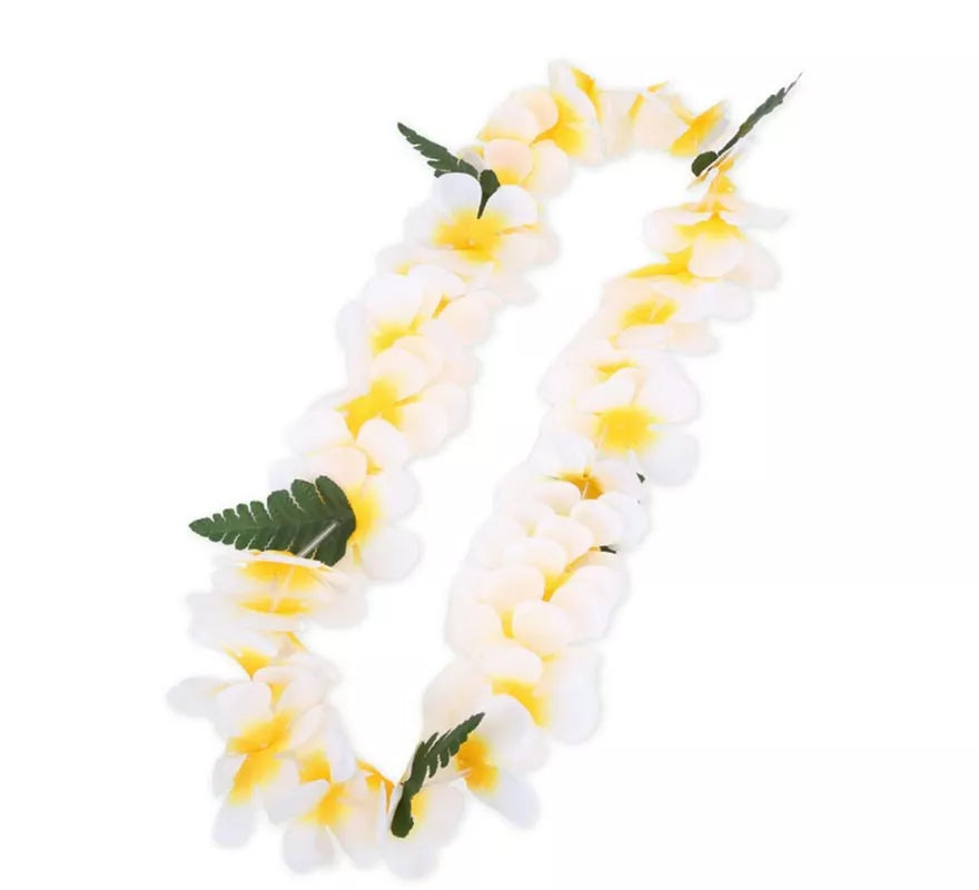 Translation missing: it.Collar Hawaii amarillo y blanco de 55 cm