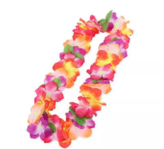 Collana Hawaii con fiori e foglie multicolori di 55 cm