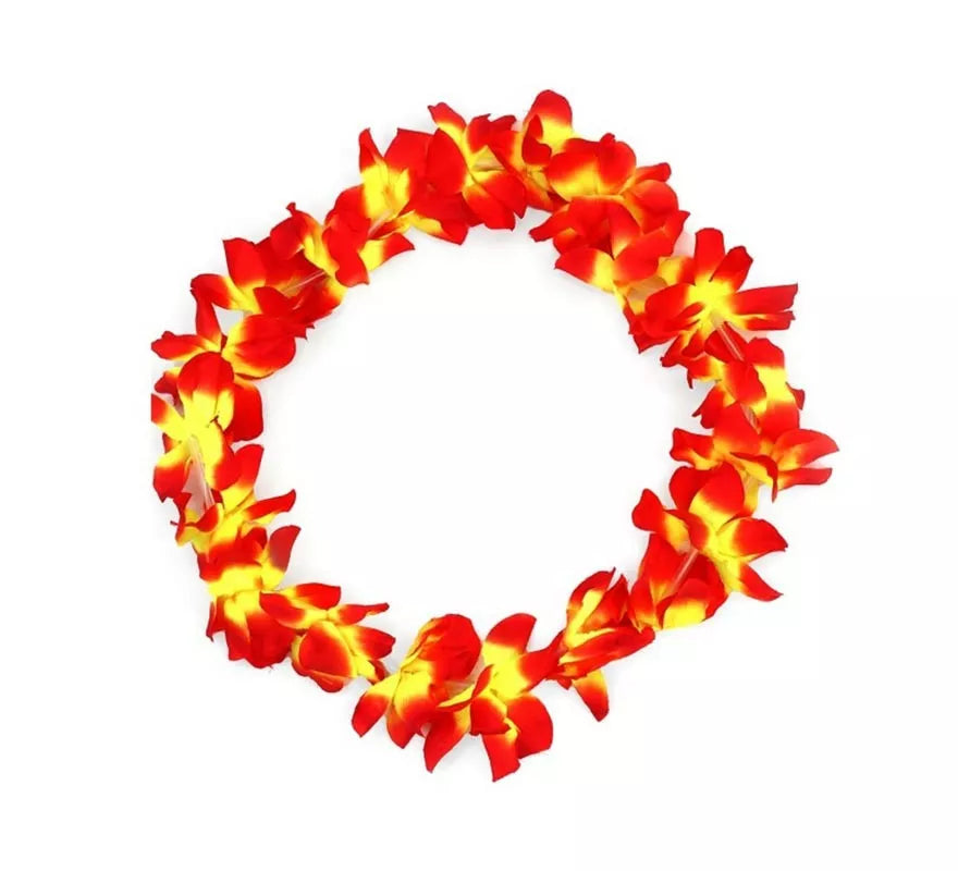 Translation missing: it.Collar Hawaii mediano rojo y amarillo de 46 cm